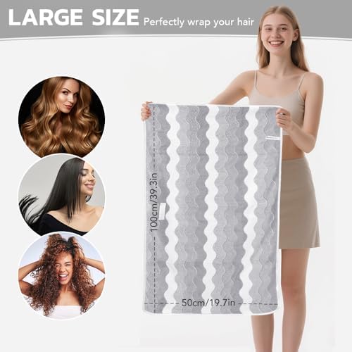 SUNLAND Microfiber Hair Towel 40 X 20 inch 2Pack - Image 2