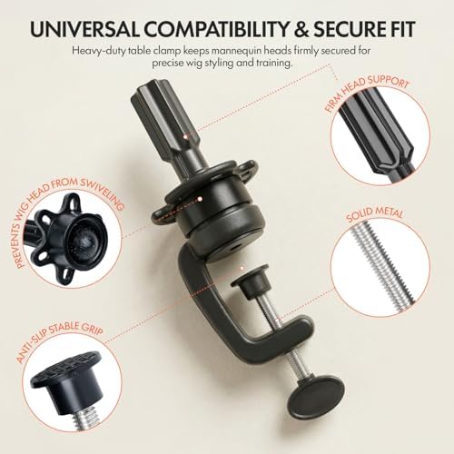 STUDIO LIMITED Mannequin Head Holder Adjustable C-Clamp Wig Stand 2 Pack - Image 4