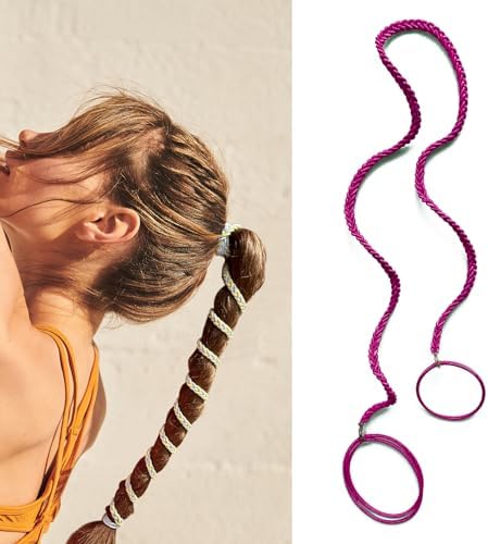 Hot Pink Spiral Hair Ties for Women, 25" Elastic No Tangle Hair Ties Damage-Free Ponytail Wrap for Thick Long Hair Motorcycle Hair Accessories for Sports- Bike Riding Swim Skiing by Unknown