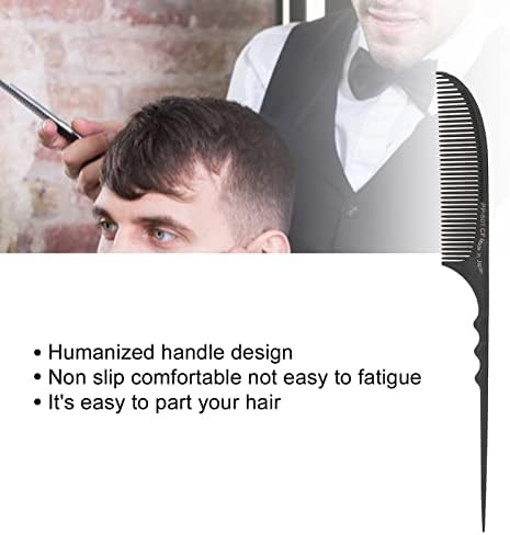 Hair Rat Tail Combs Parting Rattail Combs, Tail Comb Professional Grade Heat Hairdressing Styling Salon Combs for All Hair Types Black (PP-801) - Image 2