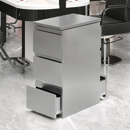 Stainless steel Beauty Salon Storage Cabinet, 3 Drawers Barber Salon Station for Hair Stylist, Barber Salon Station Styling Station Equipment, Barber Shop Beauty Spa Tattoo Tool Storage Cabinet by Unknown