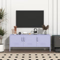 Purple Media TV Stand with Lock, 3 Door Metal Accent Cabinet with Adjustable Shelves, Steel Storage Sideboard for Living Room Bedroom Entrancy 22" H X 47.3" W X 13.8" D by HOME