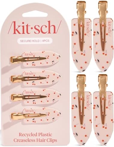 Kitsch Creaseless Hair Clips for Women - Cherry Print, 4pcs by Kitsch