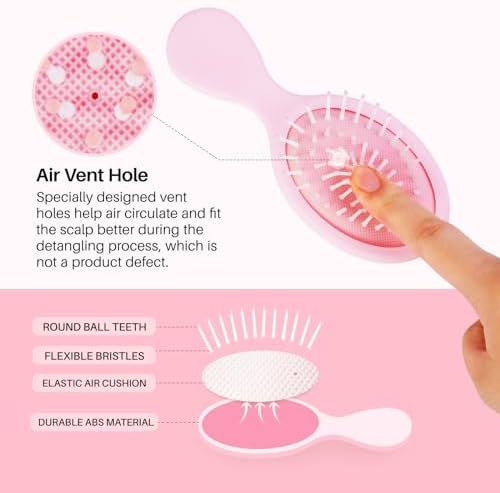 RHOS Mini Hair Brush for Women,Men and Kids-Travel Size Hair Brush for Purse, Pocket,backpack,Mini Detangler for All Hair Types (1 Pack-Pink) - Image 4