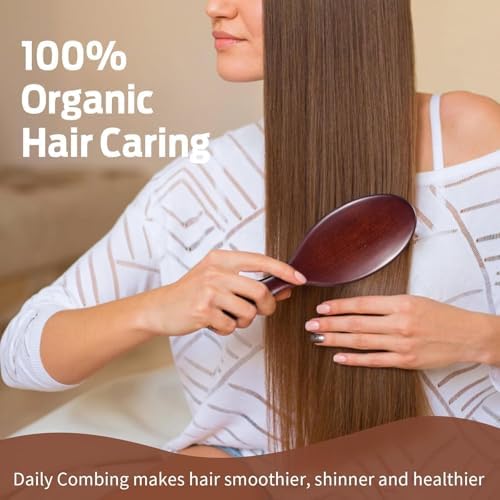 Hair Brush, Boar Bristle Hair Brush for Women Men Kids, Nature Bristles Hairbrush for Thin Fine All Hair Type, Restore Shine And Texture, Set Includes Cleaning Tool - Image 5