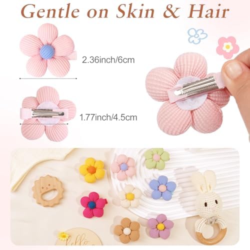 JOYOYO 16Pcs Set 3D Puff Flower Hair Clips - Adorable Gentle Puff Soft Hair Accessories for Baby Girls, Kids Child and Teens - Image 2