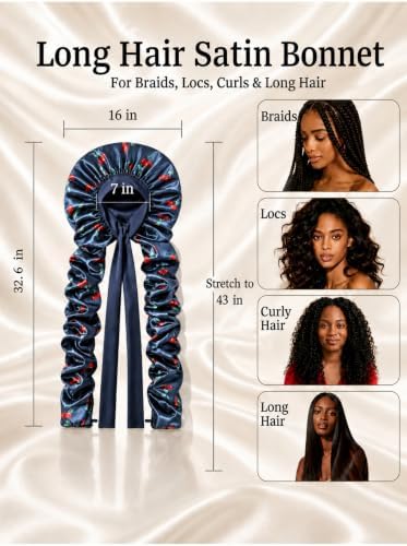 Double Layer Slik Like Satin Bonnet, 33-43" XXL Bonnet for Braids Long Hair - Image 3