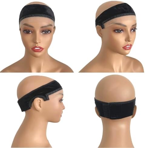 Lace Wig Grip Band with Ear Cut Out for Women Adjustable Velvet WigGrip Band for Glueless Wig, Wig Band with Non-Slip Silicone Strip Natural Lace Edge (Black) - Image 6