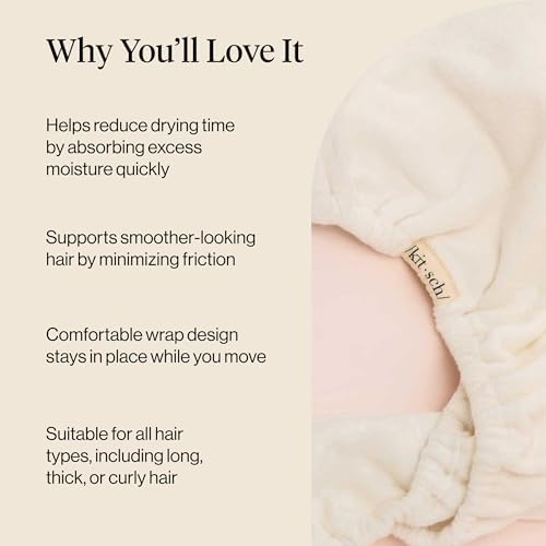 Kitsch Microfiber Hair Towel Wrap for Women - White Ivory - Image 5