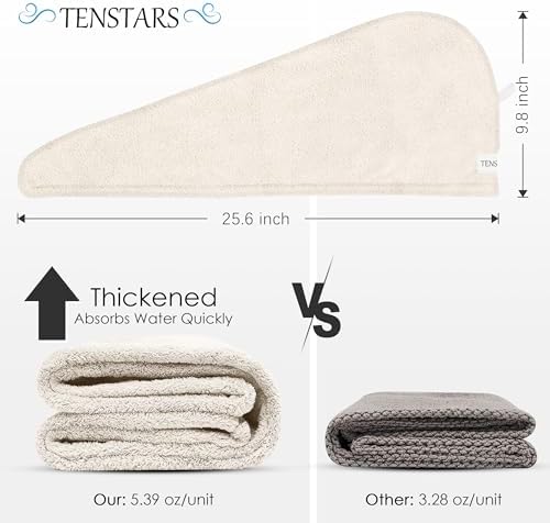 TENSTARS Hair Towel Wrap for All Hair Types, 5 Pack Microfiber Turban - Image 6