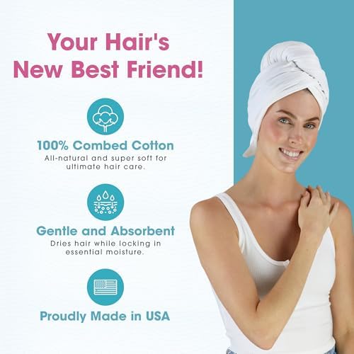 Hair RePear 21" x 44" Cotton Hair Towel for Wet Hair, Anti-Frizz - Image 2