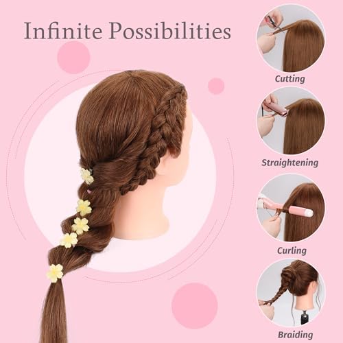 100% Human Hair 22-24" Mannequin Head for Styling with Clamp & Tools - Image 4