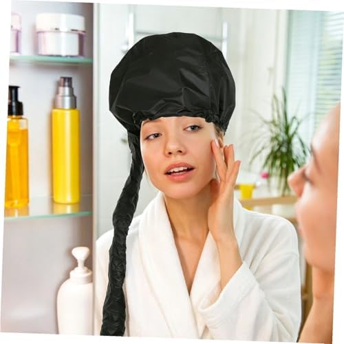 2pcs Long Tube Hair Dryer Treatment Hats for Women, Black - Image 6