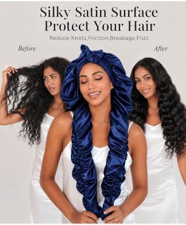 Double Layer Slik Like Satin Bonnet, 33-43" XXL Bonnet for Braids Long Hair - Image 2