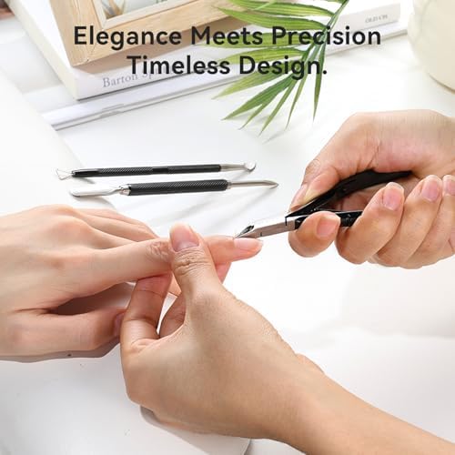 Makartt 3-Pack Black Cuticle Nipper Set, Pusher & Nail Trimmer - Image 2