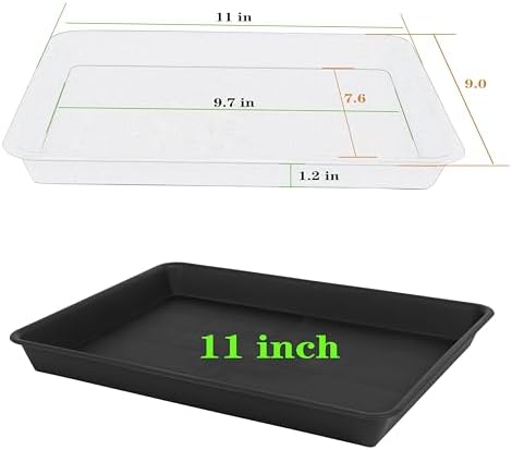VUWEZ Plant Saucer Growing Tray, Seed Starter Tray Rectangular, Heavy Sturdy Plastic Plant Drainage Saucers, Plant Drip Trays for Pots, Seed Starter Growing Trays (11 x 9 inch, 2 Pack) - Image 2
