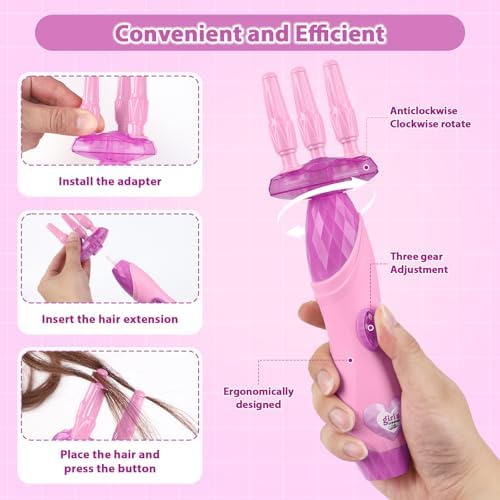 Yoloflix Hair Salon Toys for Girls, Automatic Hair Braiding Machine & Rope Braider with Accessories, Kids Hair Styling Tool, Christmas & Birthday Gifts Toys for Girls - Image 4