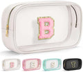 YOOLIFE Initial Travel Makeup Bag Pouch, Clear Toiletry Bag for Women Travel Accessories Cosmetic Bag Skin Care for Teen Make Up Bags Birthday Gifts for Women Unique Teacher Mom Friends Gifts White B by YOOLIFE
