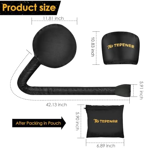 TEPENAR Bonnet Hair Dryer Attachment, Large - Black, Upgraded Soft Adjustable for Hand Held Hair Dryer, Fast Drying, Ideal for Natural Curly Textured Hair Care and Speeds Up Drying Time at Home - Image 3