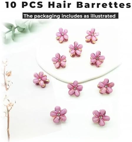 10 Pcs Mini Cute Flower-Shaped Hair Clips for Girls, Multicolor Crystal Hair Barrettes for Long Braid Hairstyles, Flower Hairpin for Women Hair Accessories (10 Pcs- Purple) - Image 7
