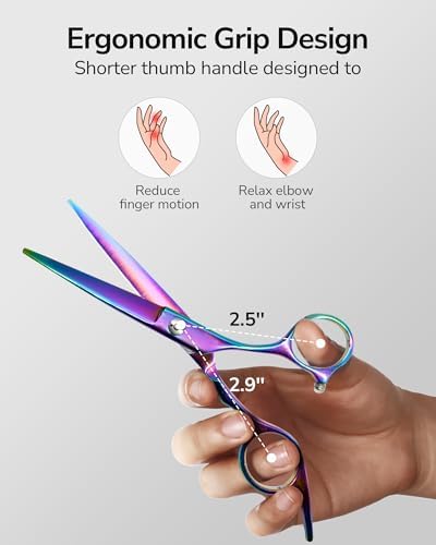 Hair Cutting Scissors, ULG Professional Hair Scissors 6.5 inch Right-Hand Razor Edge Barber Shears Salon Hair Cutting Shears Made of Japanese Stainless Steel, Hand Sharpened Rainbow - Image 6