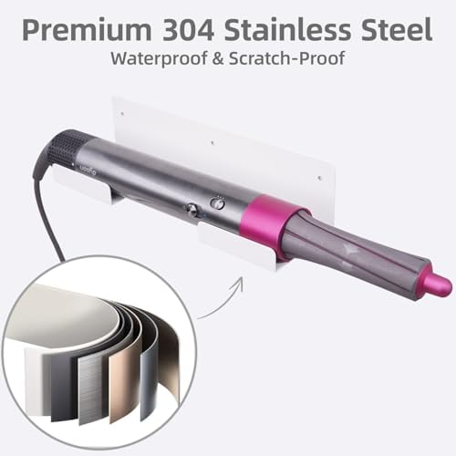 Straightener Holder, 2-Pack Stainless Steel Hair Tool Organizer, Hair Dryer Holder Wall Mount for, Adhesive Curling Iron holder, Straightener Storage for Bathroom White - Image 5