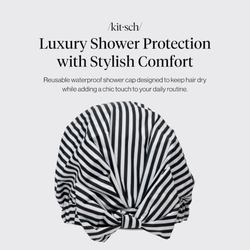 Kitsch Luxury Large Shower Cap for Women - Stripe - Image 2