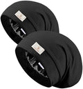 SECZIPE 2pcs Silk Satin Bonnet Hair Wrap for Sleeping, Adjustable Strap Curly Natural Hair Night Caps for Women Men(Black&Black) by SECZIPE