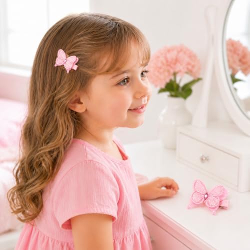 2 Pcs Butterfly Hair Clips for Girls, Fully Lined, Pink - Image 4