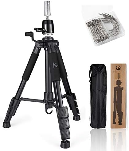Wig Stand Tripod with Non-Slip Base Adjustable Mannequin Head Stand with Hook Heavy Duty Manikin Head Tripod (Pack of 12) by QISHI+YUHUA