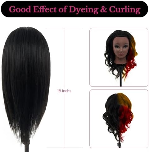 18" 100% Real Hair Mannequin Head with Stand for Makeup Practice - Image 5