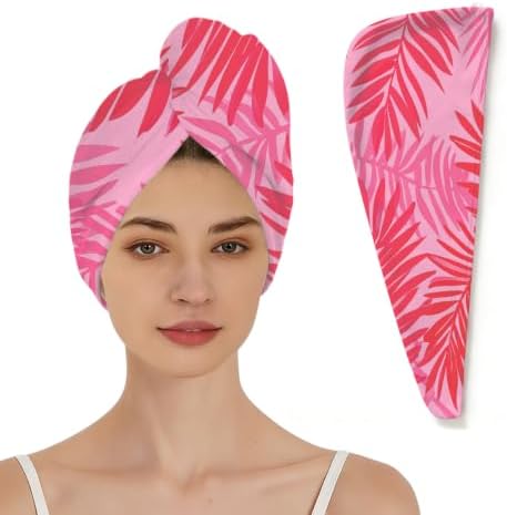 Hair Towels(Pink Tropical Branches Leaves) by JXDXHCW