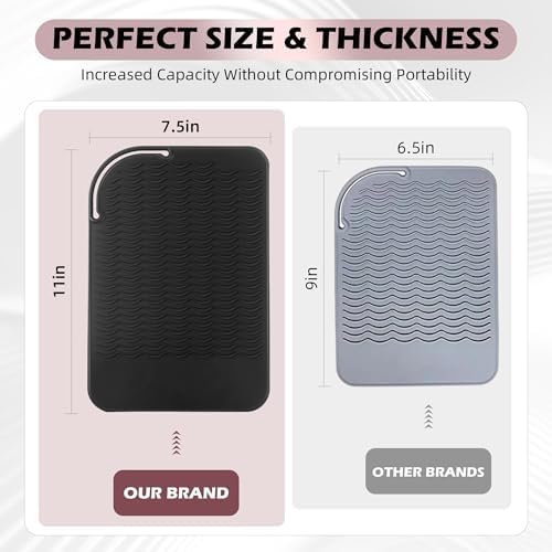 Silicone Heat Resistant Mat for Hair Tools, 11" x 7.5", Black - Image 4