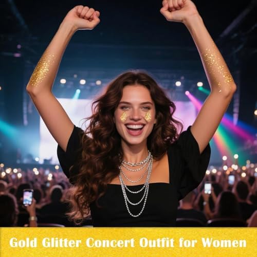 MEICOLY Gold Body Glitter,Yellow Face Glitter,Holographic Halloween Game Day Spirit Day Hair Glitter Makeup,Self-Adhesive Sparkle Face Body Glitter for Kids,Mardi Gras Accessories - Image 3