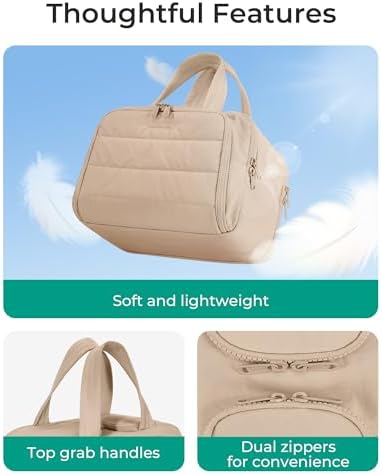 BAGSMART Travel Toiletry Bag, Puffy Toiletry Bag for Women, Wide-open toiletry bags for traveling, Large Travel Cosmetic Makeup Bag Organizer for Accessories,Toiletrie (Khaki) - Image 4
