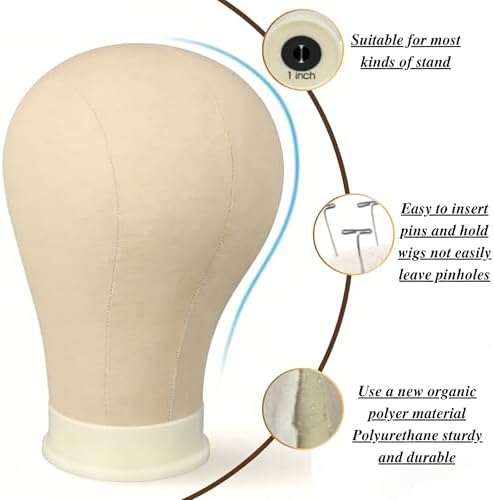Mannequin Head for Wigs, Block Canvas Wig Mannequin Head with Stand (23") - Image 4