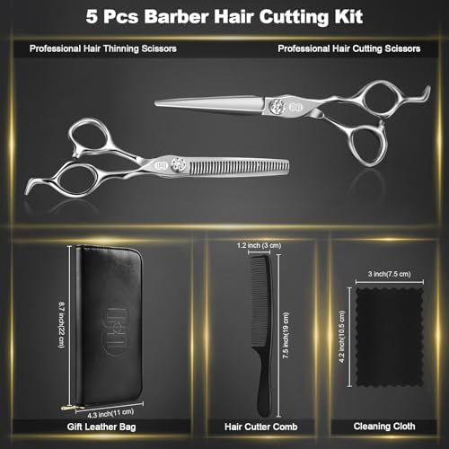 CIICII Professional Hair Cutting Scissors Kit, 440C 7″ Barber Shears Set - Image 6