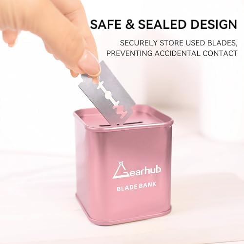 Gearhub Blade Bank Sharps Disposal Container Safely Store Used Safety Razor Blades Large Capacity for Barber Shops & Personal Use Sealed Design Holds 300+ Blades Matte Pink - Image 4