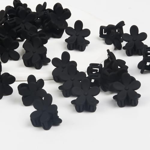 100Pcs Colorful Mini Flower Hair Clips Set, TEBIEKOY Small Hair Clips Mini Mouse Ear Hair Claw Clip Cute Jaw Clips Hair Pins Hair Barrettes Tiny Flower Hair Accessories for Women (Black) - Image 6