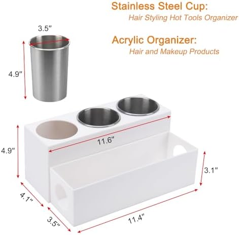 GFWARE Hair Tool Organizer with 3 Stainless Steel Cups, Cooling Hot Tools - Image 7