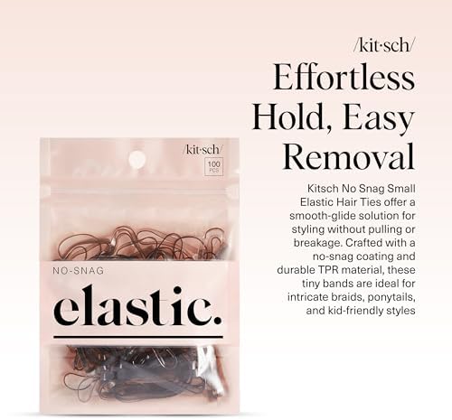 Kitsch Hair Ties No Damage for Kids, Teens and Women - Brown, 500pcs - Image 2
