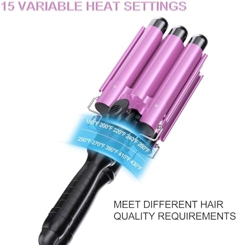 kuwa 3 Barrel Curling Iron,Crimper Hair Tool,Hair Crimper for Women,WaverHair Tool,Hair Waver with LCD Temperature Display - Image 4