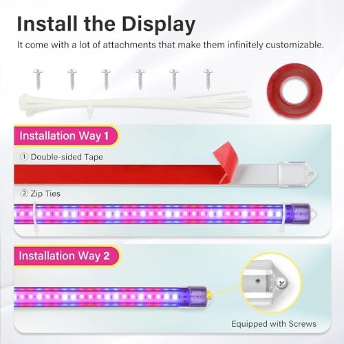 iPower 2Pack 20W LED Grow Lights with Full Spectrum Plant Growing Light Strips for Indoor Plant with Auto ON/Off 3/9/12H Timer, 10 Dimmable Levels 48 LEDs Per Tude, 2 Tubes, Red&Blue - Image 3