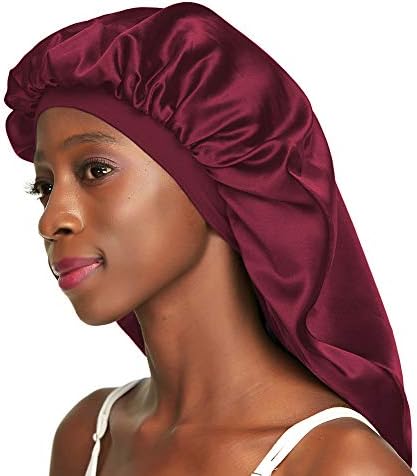Large Braids Satin Bonnet Jumbo Sleep Cap Red - Image 4