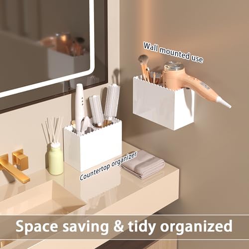 Scalloped 2 Cup Acrylic Hair Tool Organizer Wall Mount for Bathroom - Image 3