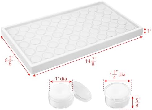 Ikee Design 50 White Foam Gem and Bead Storage Jars Stackable Display Tray - Image 2