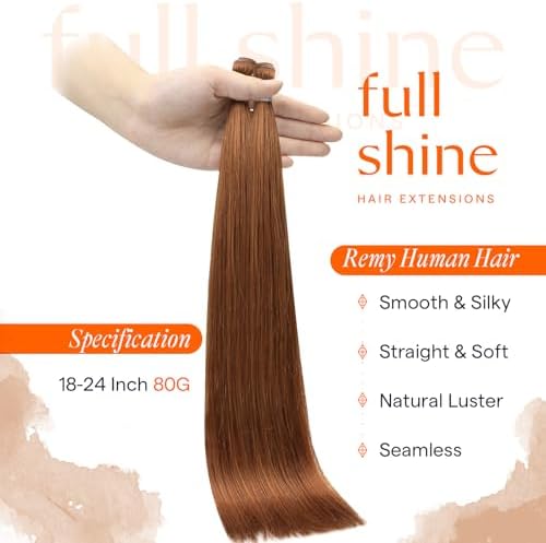 Full Shine Hand Tied Weft Hair Extensions Human Hair 24 Inch 80g - Image 2