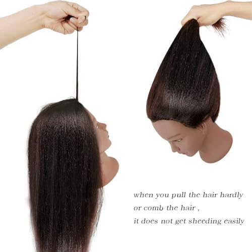 FABA Mannequin Head Human Hair 20"-22" Dark Brown 100% Real Hair - Image 2