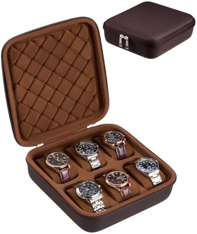ProCase 6-Slot Travel Watch Case for Men, Hard Shell Storage Box -Espresso by ProCase