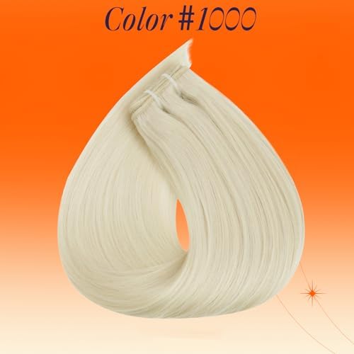 Full Shine Human Hair Weft Extensions White Blonde 18 Inch 105g - Image 2